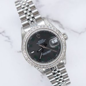 Ladies Rolex Datejust with 'Wimbledon' Dial & Diamond Bezel - Box and Papers.