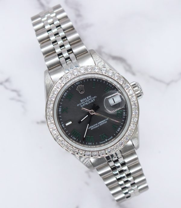 Ladies Rolex Datejust with 'Wimbledon' Dial & Diamond Bezel - Box and Papers.
