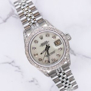 Ladies Rolex Datejust in Steel & White Gold with Diamond Dial, Bezel & Shoulders