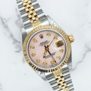 Stunning Ladies Rolex Datejust with Pink MOP Diamond Dial – BOX & PAPERS