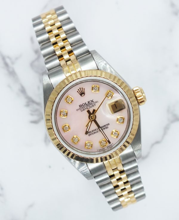 Stunning Ladies Rolex Datejust with Pink MOP Diamond Dial – BOX & PAPERS