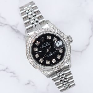 Ladies Rolex Datejust in Steel & White Gold with Diamond Dial, Bezel & Shoulders