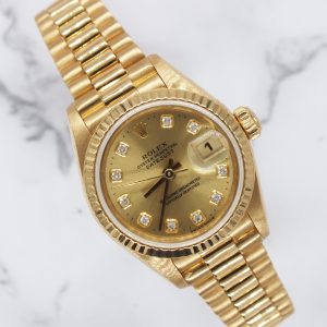 26mm Rolex Datejust with Champagne Diamond Dial - Box and Papers