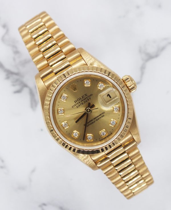 26mm Rolex Datejust with Champagne Diamond Dial - Box and Papers