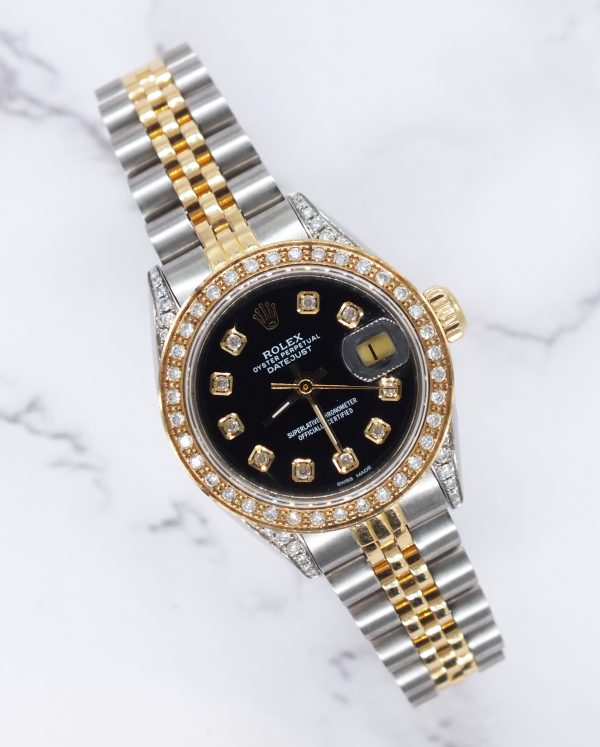 Rolex Datejust 26mm 'Fully Loaded' with Black Diamond Dial, Bezel & Shoulders.