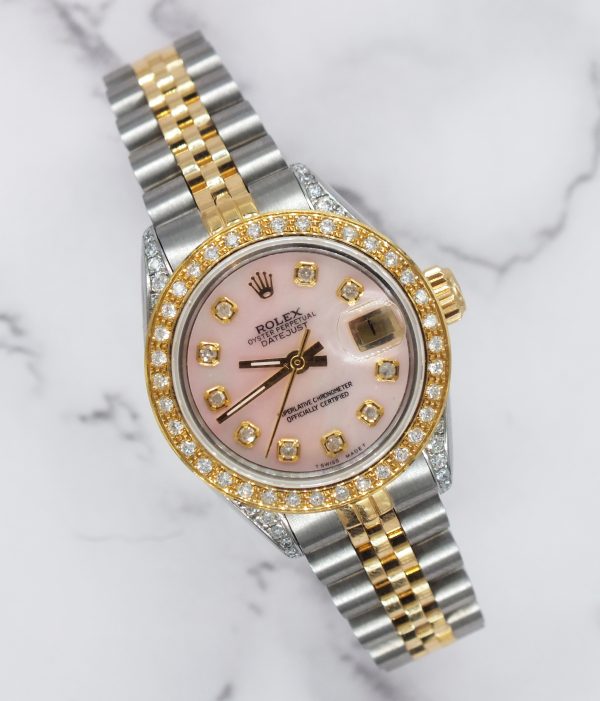 Ladies Rolex Datejust 'Fully Loaded' with Pink MOP Diamond Dial, Bezel & Shoulders.