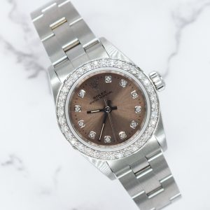 Ladies Rolex 26mm With Copper Diamond Dial and Bezel - Box & Papers - BARGAIN.