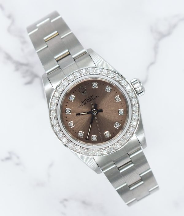 Ladies Rolex 26mm With Copper Diamond Dial and Bezel - Box & Papers - BARGAIN.