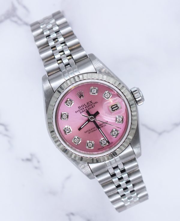 Rolex Datejust 26mm in Steel & 18k White Gold - Pink Diamond Dial – Box & Papers