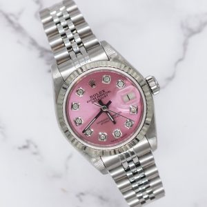 Rolex Datejust 26mm in Steel & White Gold with PINK Diamond Dial - Box & Papers