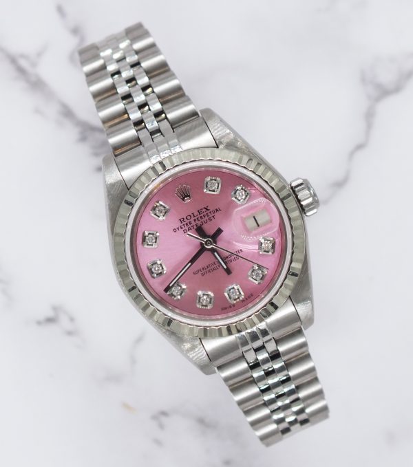 Rolex Datejust 26mm in Steel & White Gold with PINK Diamond Dial - Box & Papers