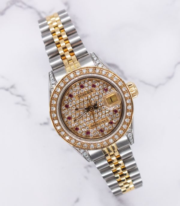 Ladies Rolex Datejust Fully Loaded with PAVE Diamond Dial, Bezel & Shoulders.