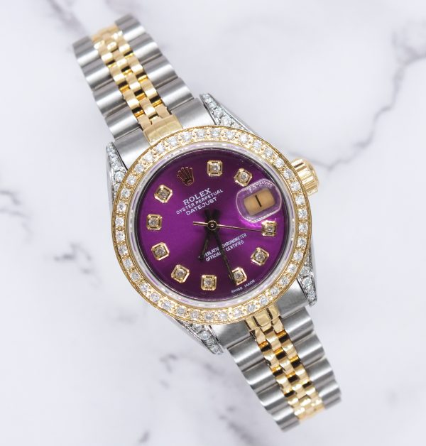 Ladies Rolex Datejust 'Fully Loaded' Purple Diamond Dial, Bezel & Shoulders.