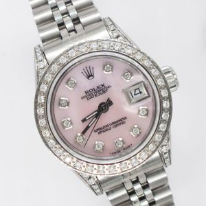 Ladies Rolex Datejust 'Fully Loaded' Pink MOP Diamond Dial, Bezel & Shoulders.