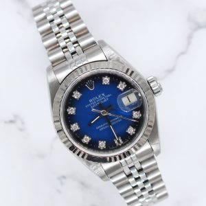Ladies Rolex Datejust in Steel & White Gold - Factory Blue Vignette Dial – B+P.