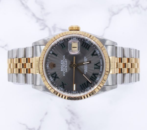 Men's Steel & 18ct Gold Rolex Datejust with Wimbledon Dial - Box and Papers. - Image 2