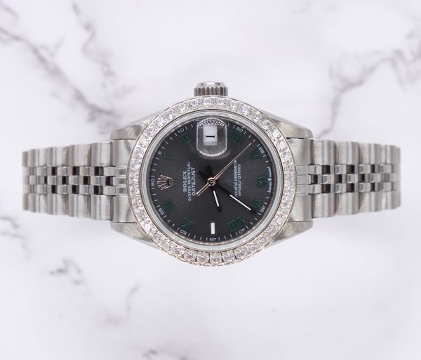 Ladies Rolex Datejust with 'Wimbledon' Dial & Diamond Bezel - Box and Papers. - Image 2
