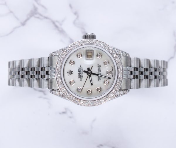Ladies Rolex Datejust in Steel & White Gold with Diamond Dial, Bezel & Shoulders - Image 2