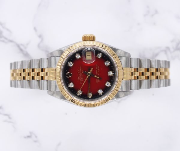 Ladies Rolex Datejust with FACTORY RED Vignette Diamond Dial – BOX & PAPERS - Image 2