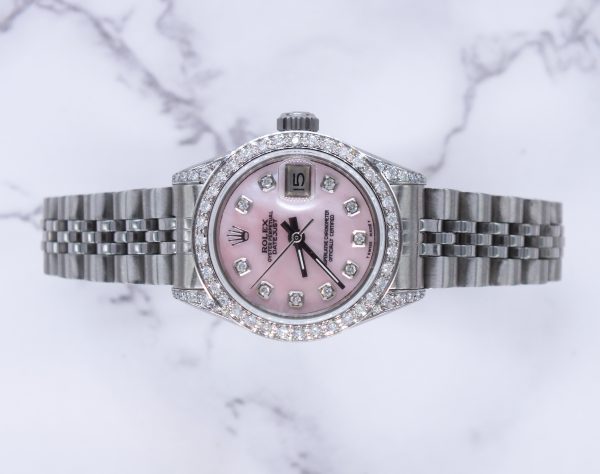 26mm Ladies Rolex Datejust with Pink MOP Diamond Dial, Bezel & Shoulders. - Image 2