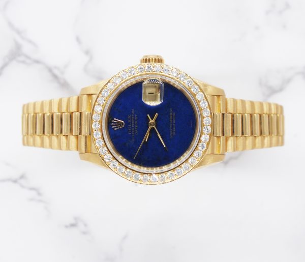 Ladies Rolex Datejust 26mm in Solid 18ct Gold with Lapis Diamond Dial & Bezel. - Image 2