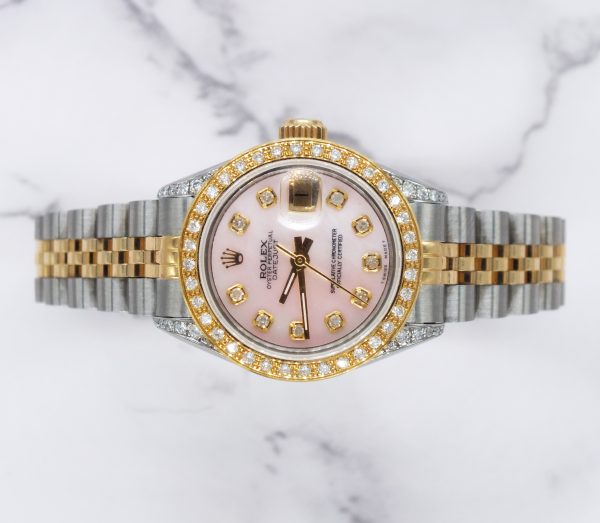 Ladies Rolex Datejust 'Fully Loaded' with Pink MOP Diamond Dial, Bezel & Shoulders. - Image 2
