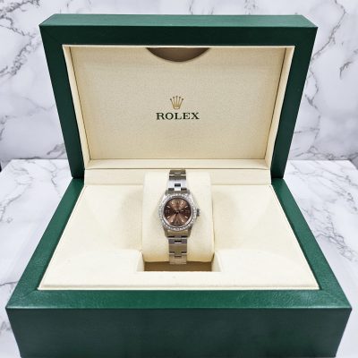 Ladies 26mm Rolex Oyster Perpetual with Diamond Dial - Boxed