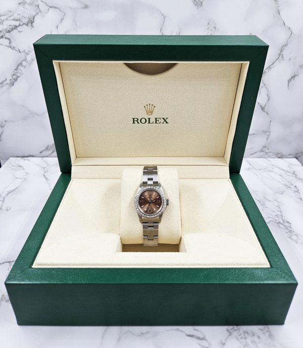 Ladies 26mm Rolex Oyster Perpetual with Diamond Dial - Boxed