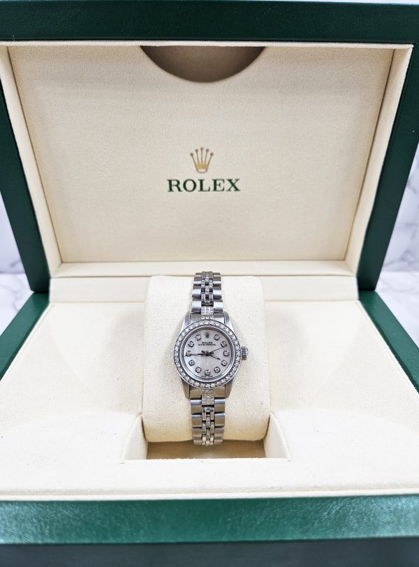 Ladies Rolex 26mm Rolex Oyster Perpetual with Diamond Dial, Bezel & Bracelet - Image 2