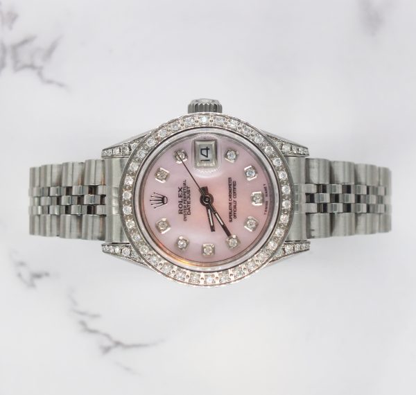 Ladies Rolex Datejust 'Fully Loaded' Pink MOP Diamond Dial, Bezel & Shoulders. - Image 2