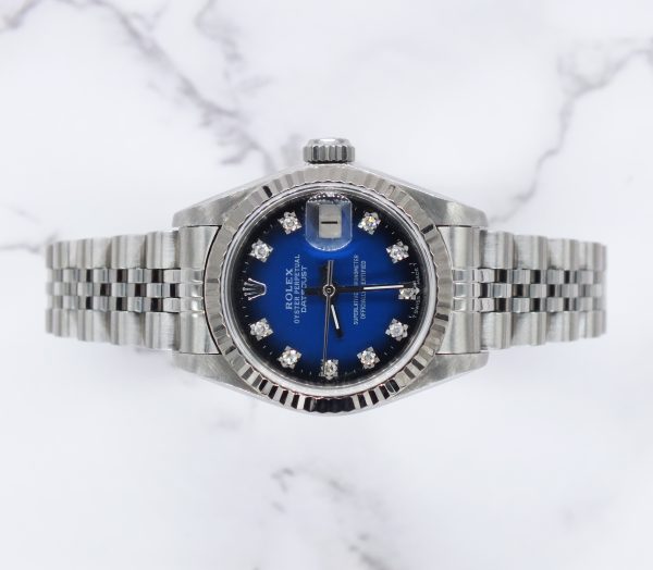 Ladies Rolex Datejust in Steel & White Gold - Factory Blue Vignette Dial – B+P. - Image 2