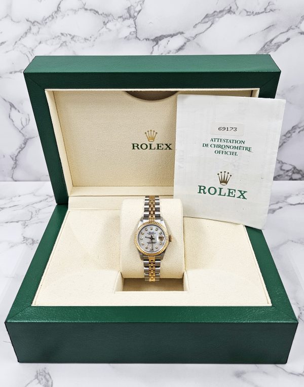 26mm Ladies Rolex Datejust with White Mother of Pearl Diamond Dial Box & Papers - Image 7