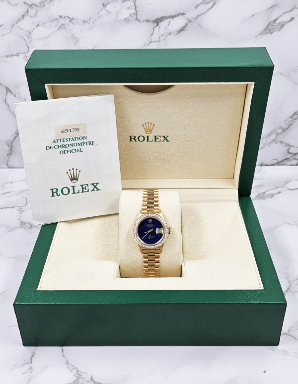 Ladies Rolex Datejust 26mm in Solid 18ct Gold with Lapis Diamond Dial & Bezel. - Image 6