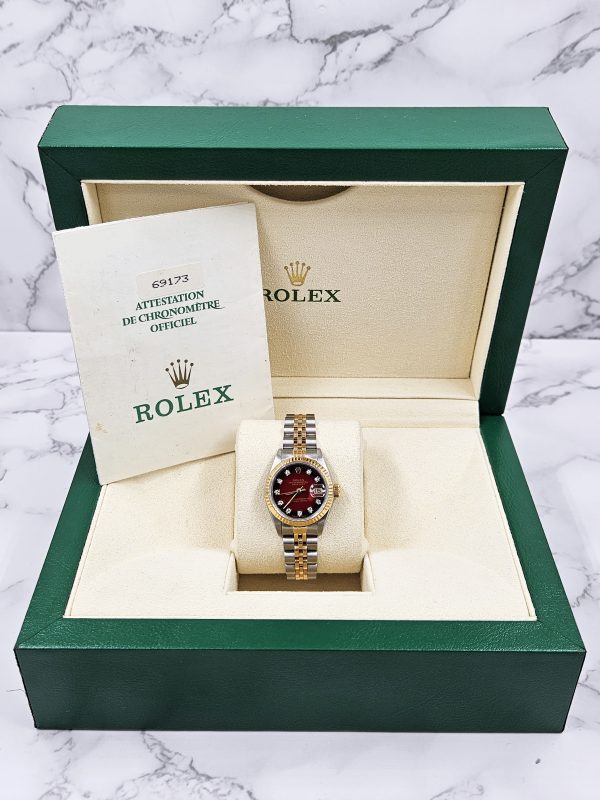 Rolex Datejust 26mm with FACTORY RED Vignette Diamond Dial – BOX & PAPERS - Image 6