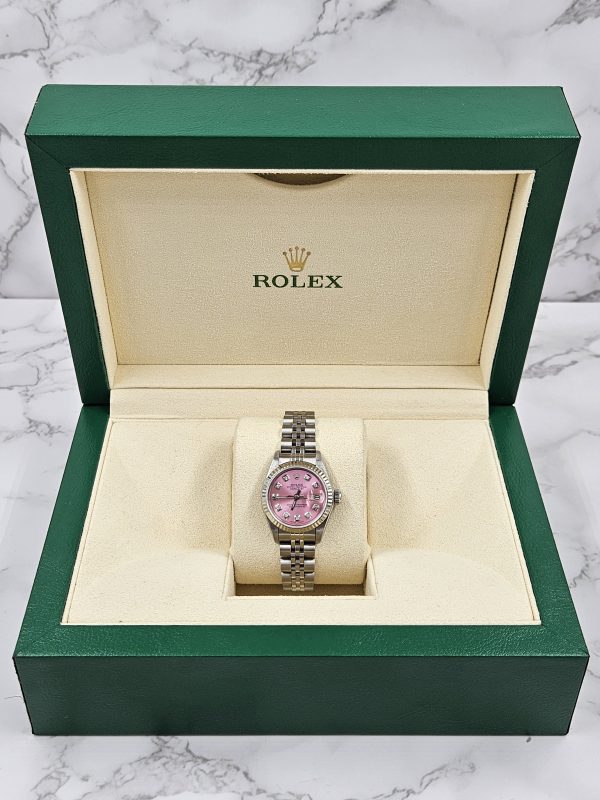 Rolex Datejust 26mm in Steel & 18k White Gold - Pink Diamond Dial – Box & Papers - Image 8