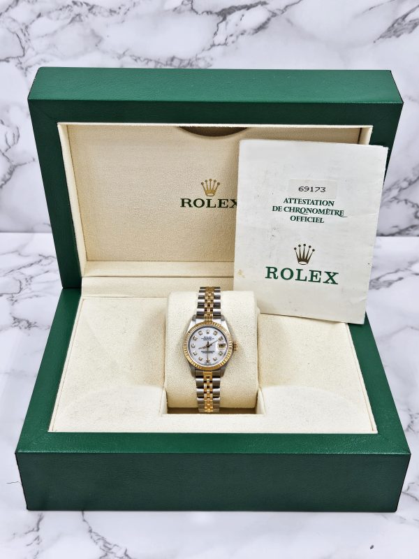 Rolex Datejust 26mm in Steel & Gold with White MOP Diamond Dial - Box and Papers - Image 7