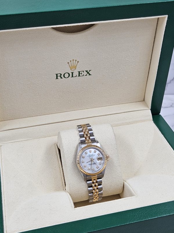 Rolex Datejust 26mm in Steel & Gold with White MOP Diamond Dial - Box and Papers - Image 9