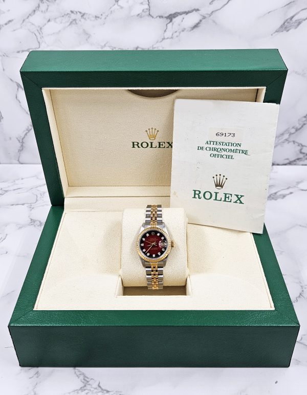 Rolex Datejust 26mm with FACTORY RED Vignette Diamond Dial – BOX & PAPERS - Image 7