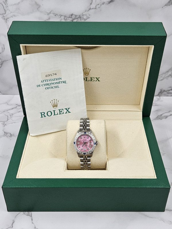 Ladies Stainless Steel Rolex Datejust Pink Diamond Dial & Bezel - Box & Papers. - Image 7