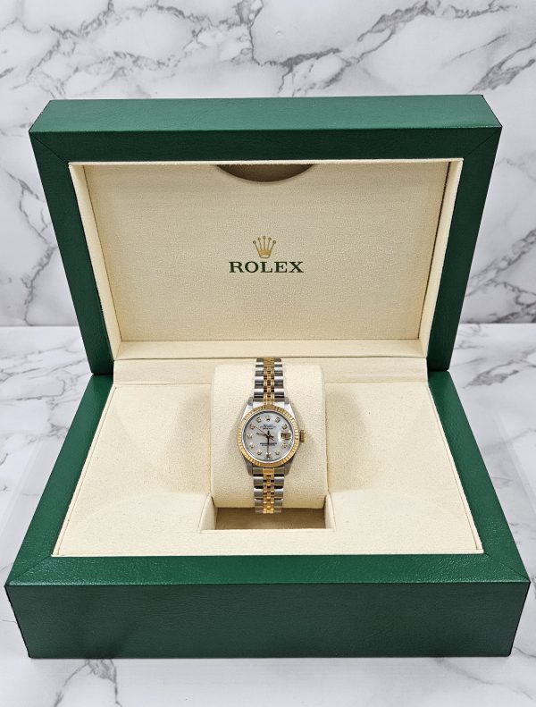 26mm Ladies Rolex Datejust with White Mother of Pearl Diamond Dial Box & Papers - Image 8