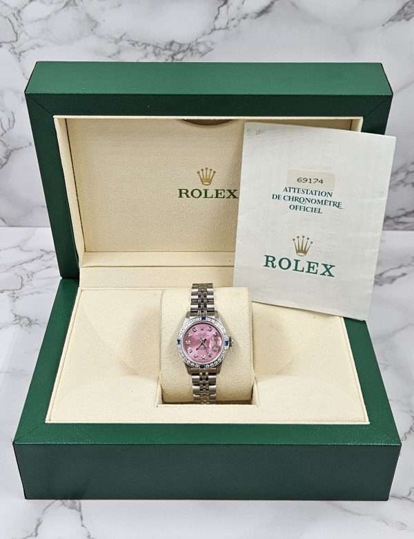Ladies Stainless Steel Rolex Datejust Pink Diamond Dial & Bezel - Box & Papers. - Image 8