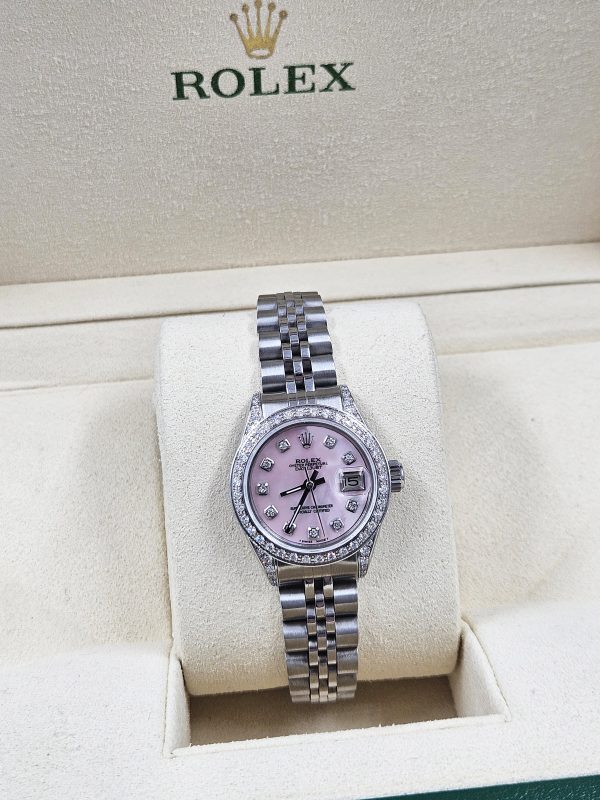 26mm Ladies Rolex Datejust with Pink MOP Diamond Dial, Bezel & Shoulders. - Image 7