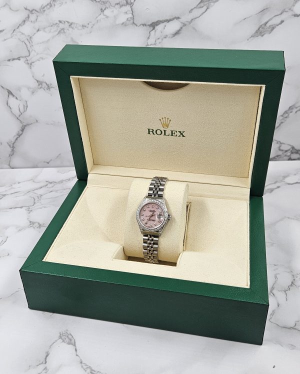 26mm Ladies Rolex Datejust with Pink MOP Diamond Dial, Bezel & Shoulders. - Image 9