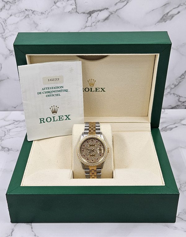 Rolex Datejust 36mm in Steel & Gold with Pave Ruby Dial & Diamond / Ruby Bezel. - Image 6