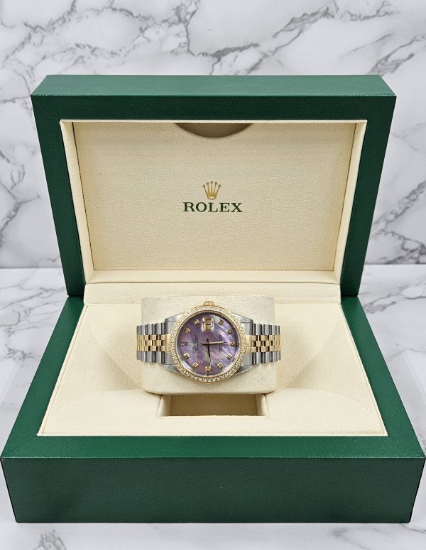 Mens Rolex Oyster Perpetual Datejust - Pink MOP Diamond & Bezel - Box / Papers. - Image 8