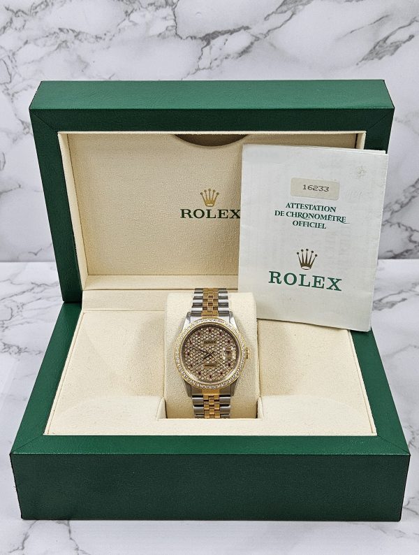 Rolex Datejust 36mm in Steel & Gold with Pave Ruby Dial & Diamond / Ruby Bezel. - Image 7