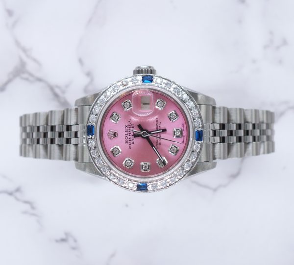 Ladies Stainless Steel Rolex Datejust Pink Diamond Dial & Bezel - Box & Papers. - Image 2