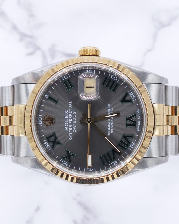 Men's Steel & 18ct Gold Rolex Datejust with Wimbledon Dial - Box and Papers. - Image 3