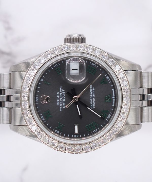 Ladies Rolex Datejust with 'Wimbledon' Dial & Diamond Bezel - Box and Papers. - Image 3