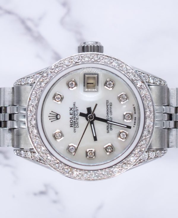 Ladies Rolex Datejust in Steel & White Gold with Diamond Dial, Bezel & Shoulders - Image 3